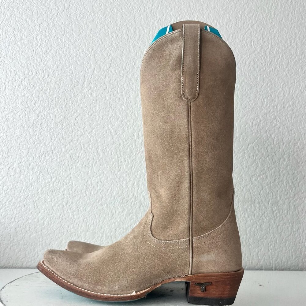 Lane EMMA JANE Womens Cowboy Boots 7.5 Latte Suede Western Cowgirl Mid Calf Tall - Picture 4 of 11